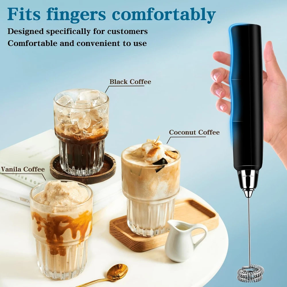 Milk Frother Handheld for Coffee, Electric Whisk 3 Speed Adjustable, Drink Mixer