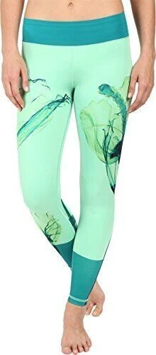 Adidas Women Workout Mid Rise Long Tights Green Print Ozeani Pant XS