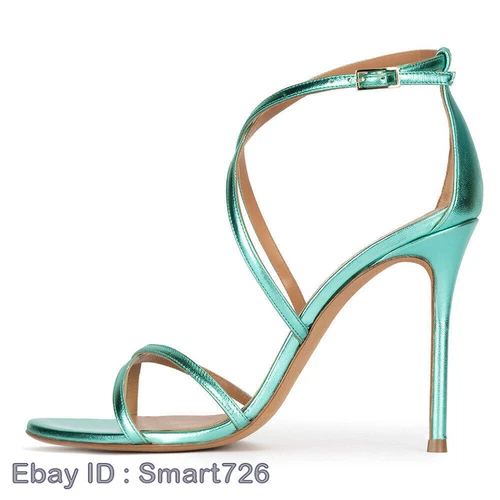 Women's Peep Toe High Heels Cross Strap Stilettos Wedding Sandals Party Shoes - Picture 4 of 33
