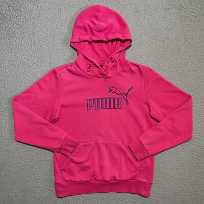 Puma Pullover Hoodie Womens Medium Pink Purple Logo Athletic