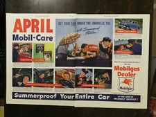 Vintage 1947 Mobil-Care Mobilegas Two Page Original Color Ad A2