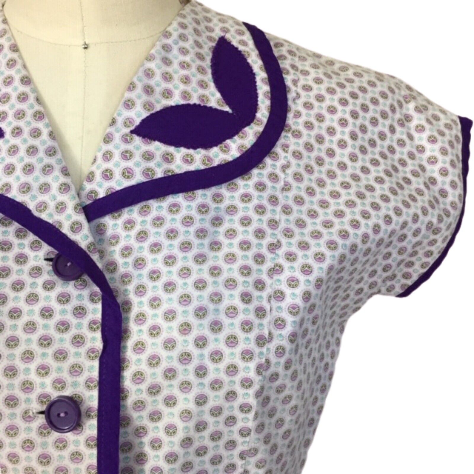 Vintage 1950s Purple Cotton Day Dress | 1950s Vin… - image 4