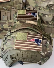 Military Combat American Flag New England Patriots Football Patch Vlcro