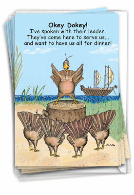 First Turkeys - 12 Funny Thanksgiving Cards  - Bulk Set - NobleWorks