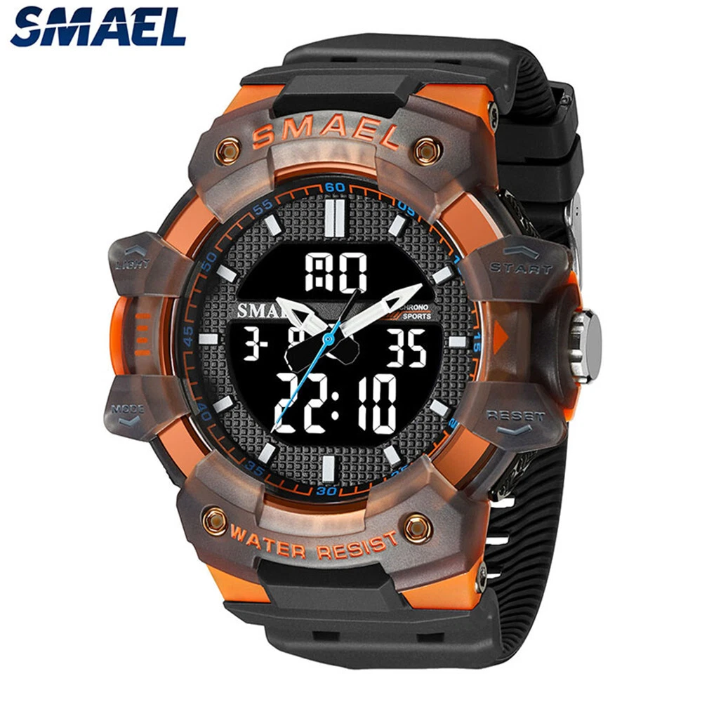 SMAEL Digital Watch Men Military Wristwatch Big Case LED Alarm