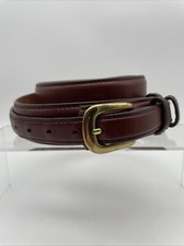 Cabela  s Brown Leather Belt Size 44 Style C9075 Solid Brass Buckle USA Made