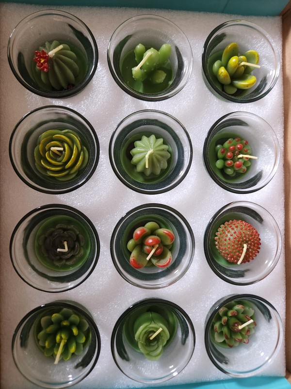Cactus Votives Candles, Unscented Decoration, Party Favors, 12 Pcs