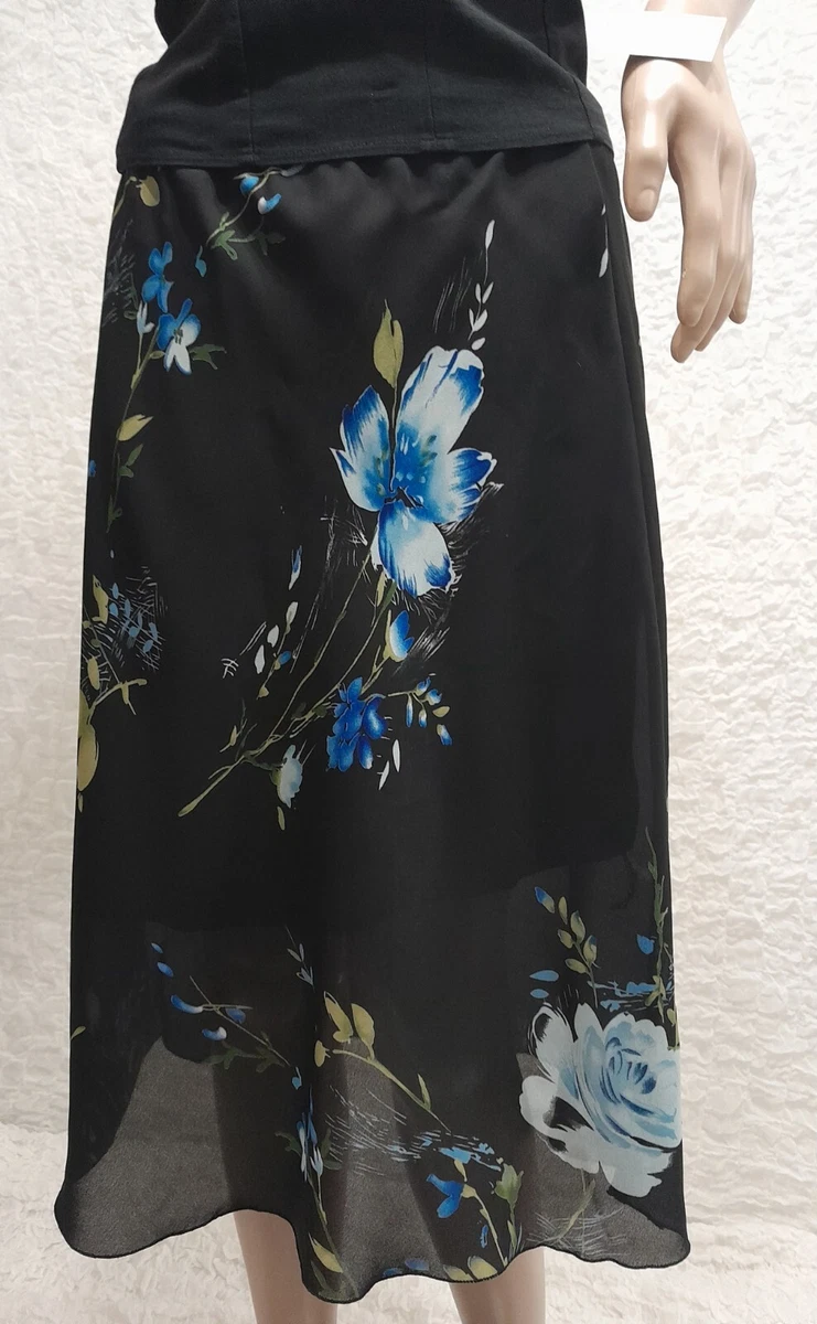Jupe Longue Fred Sabatier Noir Rayée Stretch – Taille 46/48, Polyester Et Nylon, Occasion