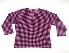 Rare Vintage Pink  Black Houndstooth Sweater Size Large