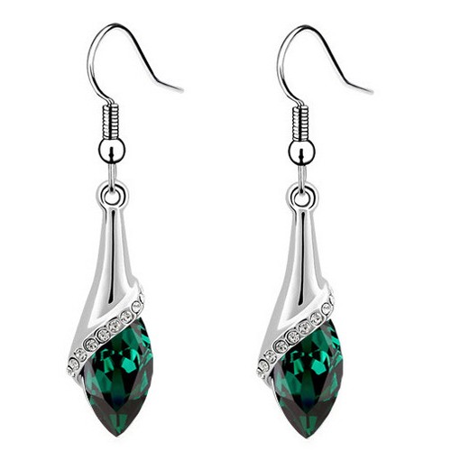 Boucles D'oreilles Cercles Goutte Cristal - Plaqué Argent Ou Or, Lab-created, Pour Femme