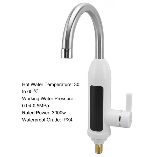3000W Water Heater Faucet IPX4 Tankless Stainless Steel Heating Tap New JJ - Picture 3 of 12