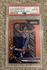 2018-19 Panini Prizm Marvin Bagley III Red Fast Break RC  /125 PSA 10 Kings #181