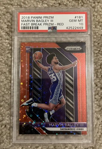 2018-19 Panini Prizm Marvin Bagley III Red Fast Break RC  /125 PSA 10 Kings #181