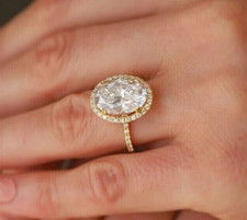 2.18ct Oval Simulated Diamond Halo Women's Engagement Ring 925 Sterling Silver