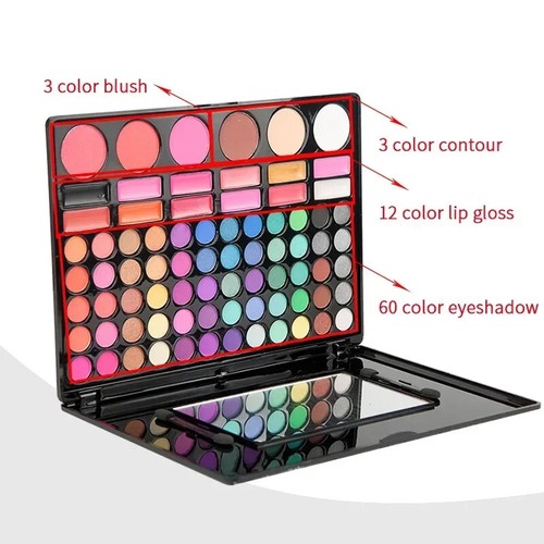New 78 Color Glitter Eye Shadow Palette Minerals Blush Contour Eyeshadow Pallete - Picture 2 of 14