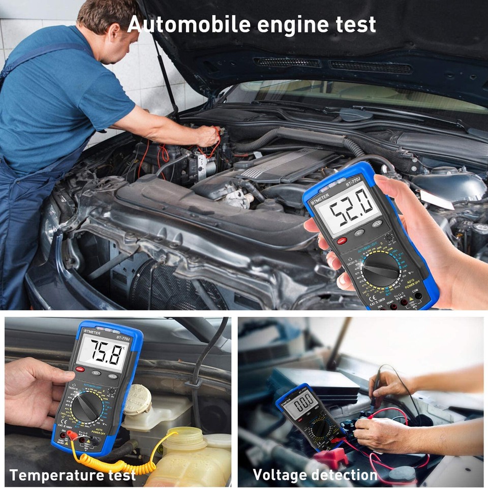 Digital Automotive Multimeter Engine Analyser 20A DWELL Tach RPM Temp ...