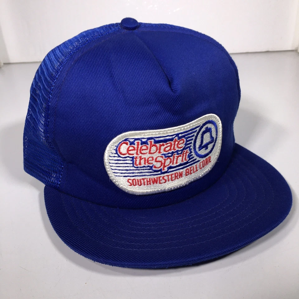 NoS New Vtg 80’s SOUTHWESTERN BELL Blue Mesh TRUCKER Hat Snapback Baseball Cap - Image 2 of 4