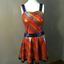 Girls Size Small Body Wrappers Rainbow Metallic Sequins Dance/Costume Dress