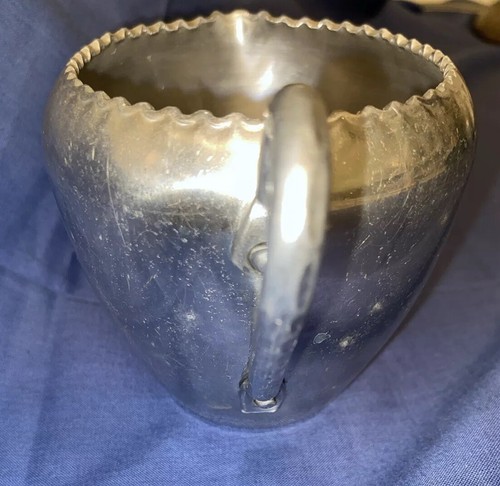 Vintage Smooth & Hammered Aluminum Sugar & Creamer Set Mid-Century Modern - Picture 7 of 8