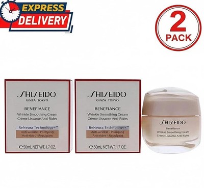 Shiseido Benefiance Wrinkle Smoothing Cream 1.7oz -50ml  Sealed (2 Pack ) NIB