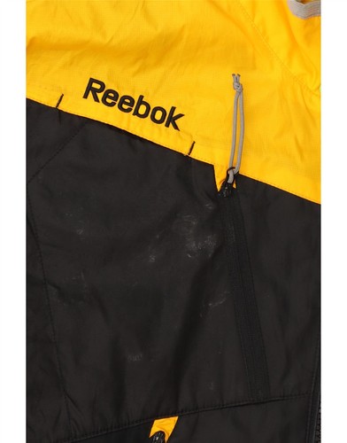 REEBOK Mens Graphic Windbreaker Jacket UK 38 Medium Black Colourblock DP42 - Picture 3 of 4