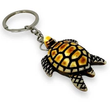 Handmade Resin Sea Turtle Keychain White or Brown | Ocean Turtle Gift Unisex