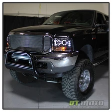 99-04 F250 F350 Excursion Halo Projector LED Headlights w/Built In Bumper Lights