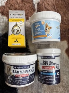 Lot Of Dog Ear Wipes Eye Wipes Dental Finger Wipes Antimicrobial Gel Eye Drops