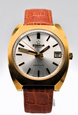 Gents Eterna Sonic Tuning fork gold plated watch for spares or repair ref:4881