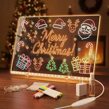 LED Note Board with 7 Colors - 13"x10" Light Up Acrylic Drawing Board for Kids, 