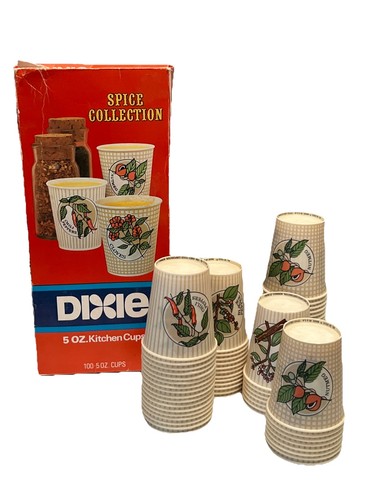 Vintage Dixie Refill 5 Oz Cups Spice Collection 65 Count Partial Box Retro 1986