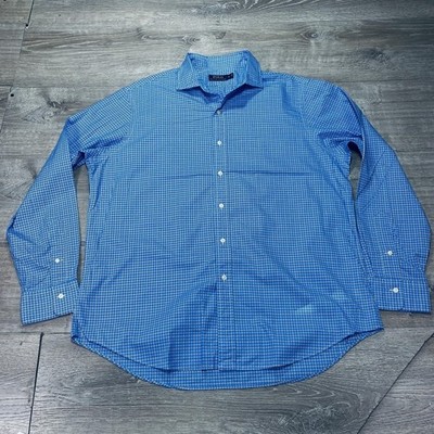 Polo Ralph Lauren Shirt Mens XL Blue Plaid Button Front Dress Casual