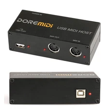 DOREMIDI 5-Pin MIDI-USB Host Box-1 In/1-Out MIDI Interface MIDI 16 Channels AU