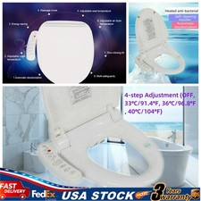 Electric Bidet Toilet Seat Warm Water Smart Heated Adjustable Double Nozzles
