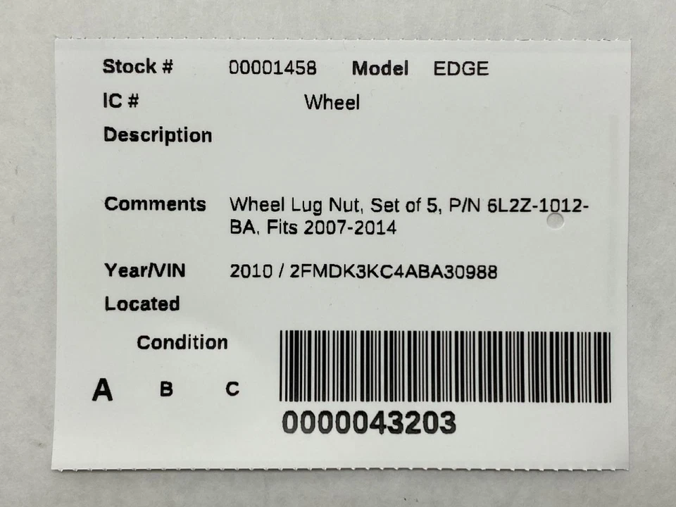 车轮凸耳螺母 x5 6L2Z-1012-BA 适合 2007-2014 福特 Edge 86290 — 第 4/4 张图片