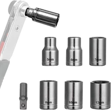 6 Pcs 1/4 Drive Socket Set 5-12mm with Adapter