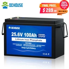 LiFePO4 24V 100Ah Lithium Battery BMS Solar Deep Cycle Off-grid RV Camper Marine