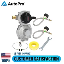 2 Stage Changeover Propane Regulator With Two 18" RV Pigtail Propane Hoses - US