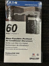 DPU222RP Eaton AC Disconnect,  Non-Fusible Pullout 60 Amp 240 VAC (NEW SEALED)