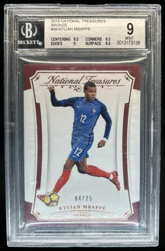 2018 Panini National Treasures Kylian Mbappe Bronze #/25 France BGS 9