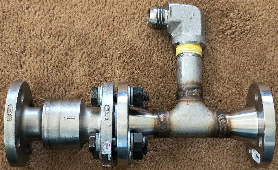 DFT DLC 9402 1" 150# SS Flanged Check Valve w/ Inconel Spring & Welded Tee Adapt - Image 2 of 4