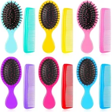 12 Pack Wet Small Hair Brush Combs Set, 6 Detangler Mini Stylish Colors 