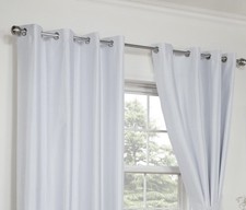 Dunelm white ring top curtains in faux
