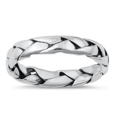 High Polished Woven Ring New .925 Braided Sterling Silver Band Sizes 5-12