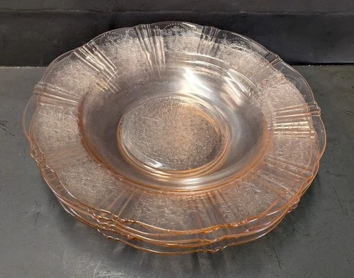 5 American Sweetheart Pink Depression Glass Soup Bowl Flat 9 1/2 inches