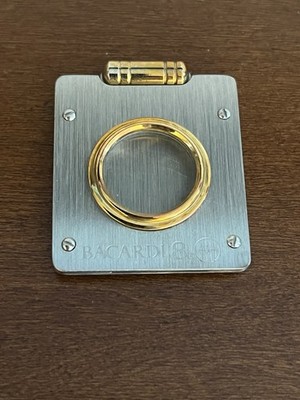 Bacardi Cigar Cutter Brushed Stainless Steel Gold Accents 3/4'' Opening EUC