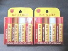 Burts Bees Limited Edition Christmas Moisturizing Lip Balms 4ct. - Lot of 2