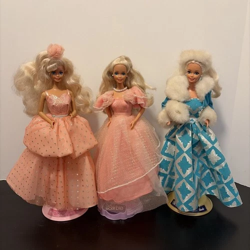 Lot 3 VTG 1990’s  Mattel Barbie - Peach Blossom,Peach Pretty,Winter Renaissance