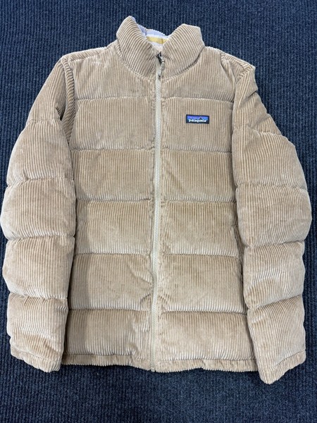 Patagonia Cord Fjord Jacket Women's S Tan Corduroy Down Puffer Plaid Flannel