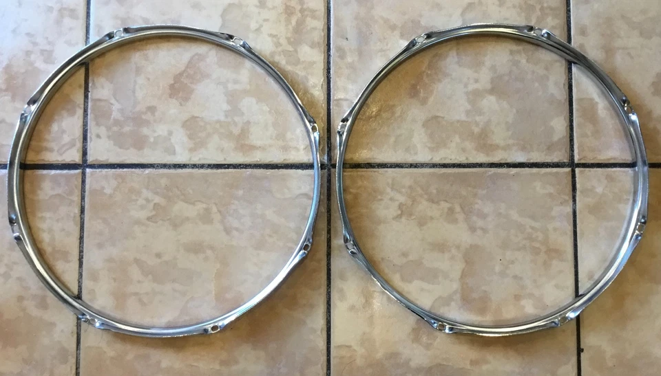 NUEVO Par de Aros Gretsch 16" Piso Tom 2.3mm Triple Brida 8 Agujero Cromo Foto 4 de 4